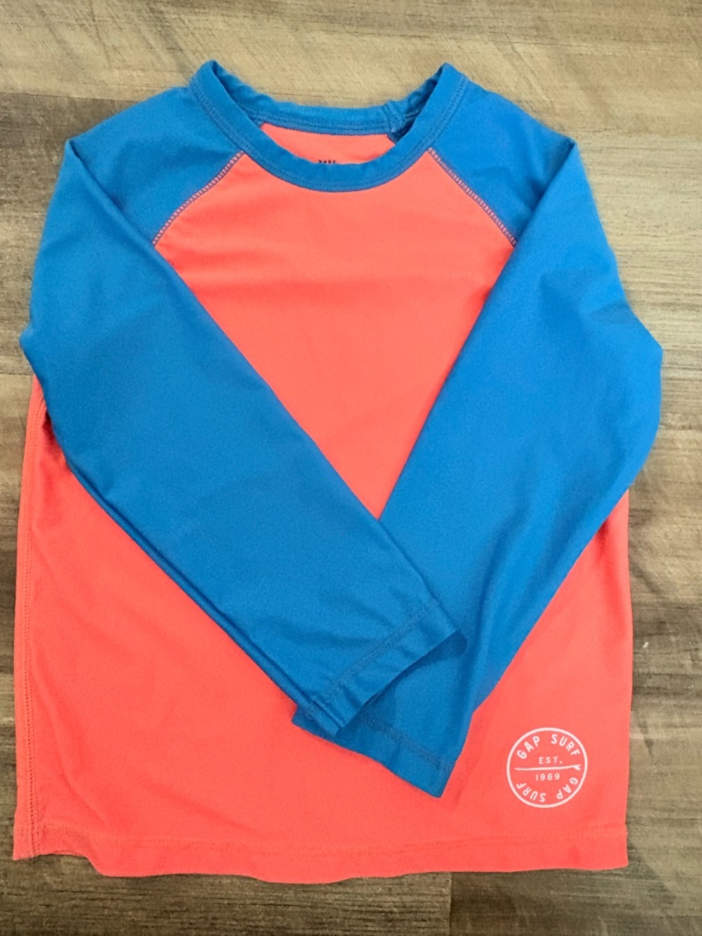 GAP Kids Long-Sleeve Rashguard in Coral and Bright Blue